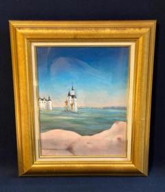 「真作」浦上正則「城と女」風景画　油絵　絵画　油彩画　直筆サイン　F6号 真作」浦上正則「城と女」風景画油絵絵画油彩画直筆サインF6号