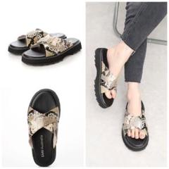 【美品・未使用】　9090 パイソン柄パンツ　XL ze-01101.jpg