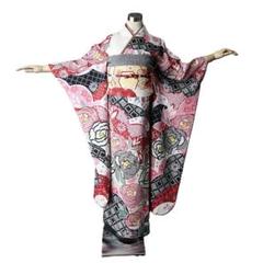 レンタル】 振袖 フルセット 正絹 適応身長159~174cm 白 wh-053