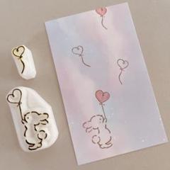 消しゴムはんこ　うさちゃんと風船はんこのサムネイル