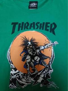 【M】THRASHER × PUSHEAD スカル スケーターT_ハイチ製のサムネイル