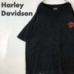 2245 ハーレーダビッドソン　USA製　刺繍　ロゴ　ビッグ　半袖　Tシャツ　黒