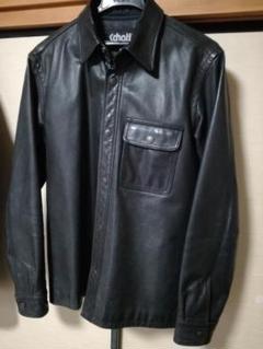 希少 SCHOTT レザーシャツ 本革 表記S 実M-L ブラック 希少 【Schott】ショット M レザー レザージャケット シャツ 本