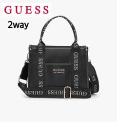 【極美品・未使用級】GUESSゲス ハンドバッグ 2way ブラック×ゴールド