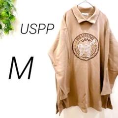 【1273】USPP スウェット　ブラウン　猫　トレーナー　カジュアル　襟