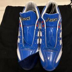 元中日ドラゴンズ　松田亘哲選手　asics 青 スパイクシューズ ハイカット 元中日ドラゴンズ松田亘哲選手asics 青 スパイクシューズ ハイカット