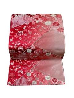 袋帯 美品 秀品 振袖向き 桜 熨斗 唐織 金糸 金色 六通 正絹