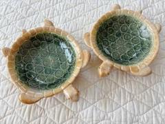 2個 カメのジュエリートレイ 鍵トレイ 陶器 セラミック