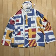 90s USA製 MICHIGAN RAGミシガンラグ ボート 総柄 パーカー