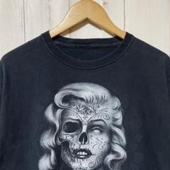 マリリン・モンロー タトゥー ガール ビッグ プリント ブラック 黒 Tシャツ