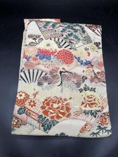 高級　正絹　洒落帯　名古屋帯　アンティーク　大正ロマン　鶴　花柄　185