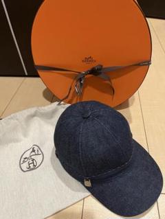 美品☆エルメス　キャップ　キャスケット帽子ハット　ゴートレザー山羊革✖️コットン 美品☆エルメスキャップキャスケット帽子ハットゴートレザー山羊