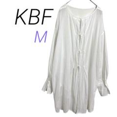 KBF【M】オフホワイト センターフロントオープン長袖ビッグシャツ
