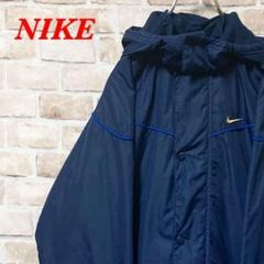 【希少】NIKE ナイキ　ナイロンジャケット 刺繍　スウッシュ　ネイビー　厚手