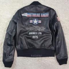 希少 AVIREX 75周年記念 ハンドペイント フェザー レザージャケット AVIREX レザーフライトジャケットA2 ハンドペイント スカル