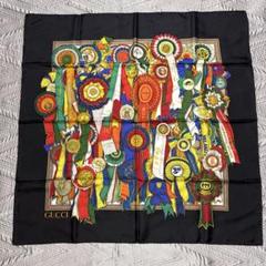 極美品】GUCCI グッチ イタリア製 シルク 勲章 大判スカーフ