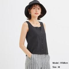 and myera リネン綿のクレリックブラウス〈黒〉｜and myera