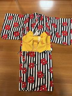 浴衣　セパレート　キッズ　130 ストライプ　黄色