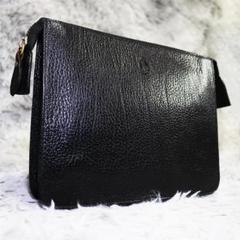 【保存袋付】POLO RALPHLAUREN　ラフィア　クラッチバッグ　ブラック POLO RALPH LAUREN Polo Ralph Lauren ポロラルフローレン