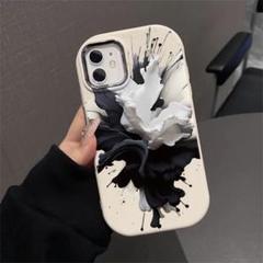 白黒 アート マーブル インク iPhone16 スマホケース 【新入荷】