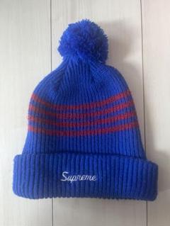 Supreme ニット帽 ボンボン付き 青 - メルカリ