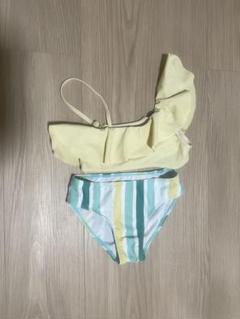 フリル付きビキニ 水着 イエロー ストライプ