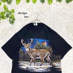 Tシャツ　激レア　古着　ビンテージ　シングルステッチ　アニマル　動物　鹿　風景