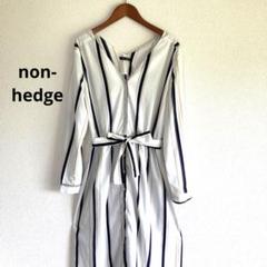 non-hedge ストライプ シャツワンピース ロング 白 ベージュ