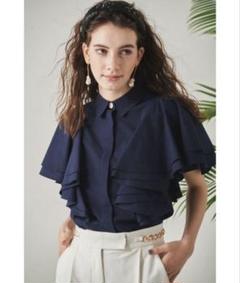 Estella.K　エステラケー　ケープスリーブブラウス　ネイビー