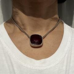 【AGATA】シルバー レットストーン　ネックレス