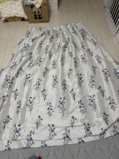 花柄シルバーサテンドレープカーテン