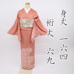 小紋 青海波 可愛い扇の模様 広衿 袷 正絹 翼-353 小紋 青海波 可愛い扇の模様 広衿 袷 正絹 翼-353