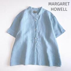 MARGARET HOWELL リネン バンドカラー 半袖 ブラウス ブルー 2025年最新】MARGARET HOWELL カラー：ブルー系 半袖の人気