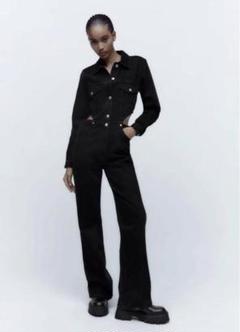 スペイン発送 ZARA TRF DENIM ダンガリージャンプスーツ 限定！ ZARA - ZARA デニム TRF オーバーサイズ ジャンプスーツ Sサイズ