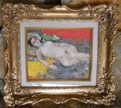 高光一也 絵画 油絵 「 横たわる裸婦 」 昭和 モダニズム 油彩 です。 高光一也 絵画 油絵 「 横たわる裸婦 」 昭和 モダニズム 油彩