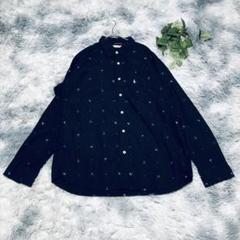 ハッシュパピー (L) 長袖 総柄シャツ 綿100% メンズ カジュアル 刺繍