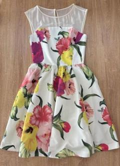 Ted Baker 花柄 フラワープリント フレア ワンピース シースルー