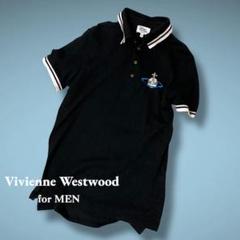 ヴィヴィアン ウエストウッド　丸襟　オーブ　異素材　ポロシャツ　黒　刺繍 Vivienne Westwood ビビアン ポロシャツ 黒 ピンク 刺繍ロゴ