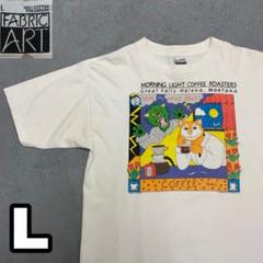 7WC693 90s FABRICART イラスト　アート　vintage 半袖