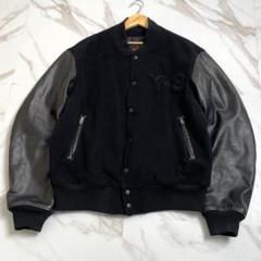 美品 Y-3 スタジャン ブランドロゴ ワッペン レザー ブラック Lサイズ