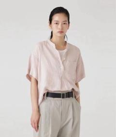 マーガレットハウエル MHL 麻シャツ リネン 半袖シャツ サイズ2 ピンク マーガレットハウエル MHL 麻シャツ リネン 半袖シャツ サイズ2