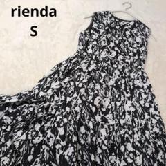 rienda　フラワー　モノトーン　ノースリーブ　ワンピース　フレア　Aライン