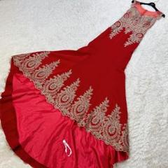豪華 刺繍 ビジュー ラインストーン シアー マーメイド ロング ドレス