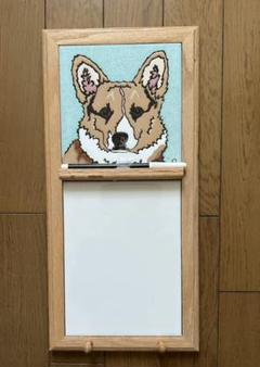 ウェルシュコーギーR＆W 絵タイル付き木製メモボード　アメリカン ウェルシュコーギーR＆W 絵タイル付き木製メモボードアメリカン