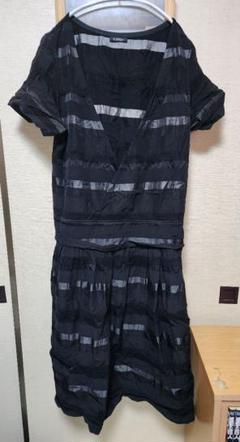 LIMI feu ブラック ストライプ 半袖ワンピース
