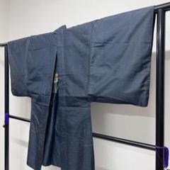 メンズ着物　羽織　幾何学模様　ネイビー　七福神　小槌　着物　014t