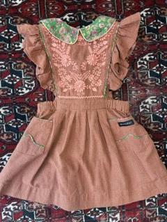 Bonjour Diary エプロンワンピース　4Y 美品 bonjour diary dress ワンピース エプロン ドレス 4y