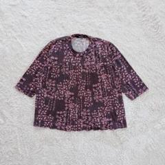 トップス カットソー 総柄 プリント ゆったり 5分袖 ストレッチ 花柄