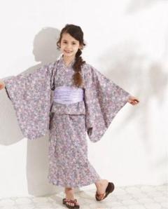 ペアマノン/花柄/浴衣/子供用/帯付き/100cm/セパレート/ワンピースタイプ