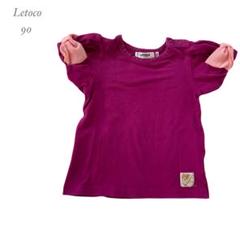【Letoco】 レトコ 半袖 Tシャツ バルーン袖 リボン90 赤紫